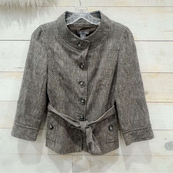 Ann Taylor tweed metallic 3/4 sleeve button down jacket ❤️ - Picture 3 of 8